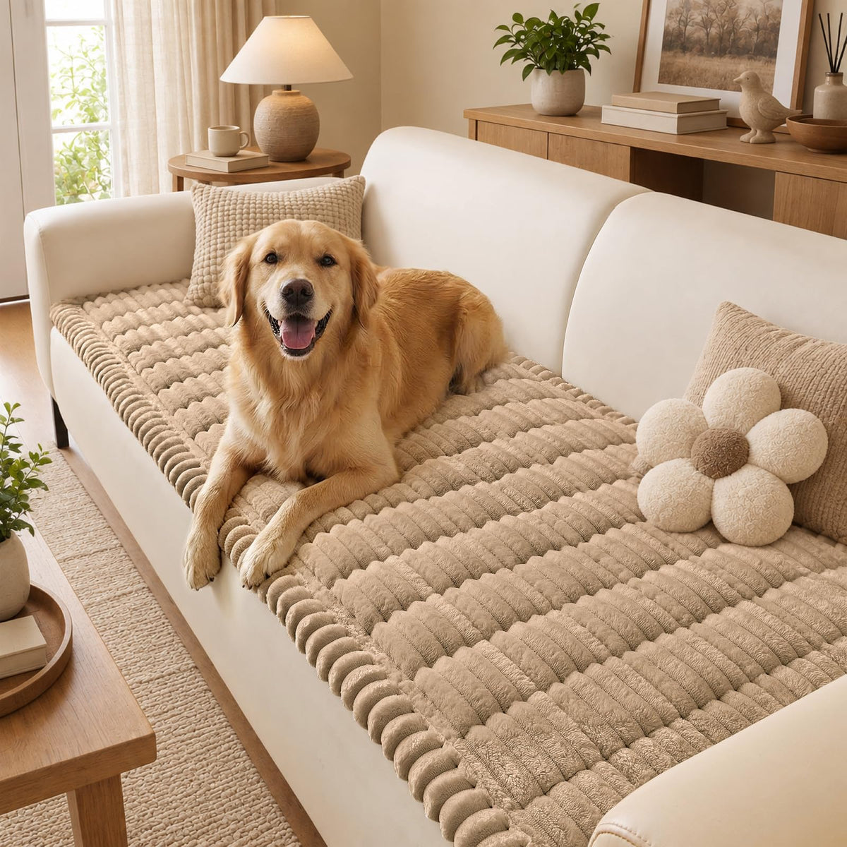 decorUhome Couch Cover for Dogs, Non Slip Fuzzy Thick Pet Sofa Protector