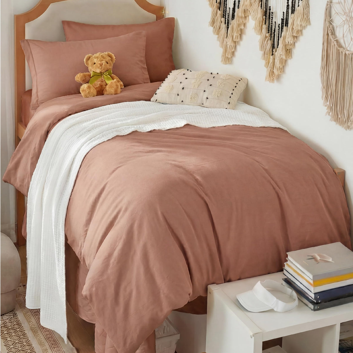 Bedsure Prewashed Duvet Cover Full, Cotton-Like Soft Bedding Set, White