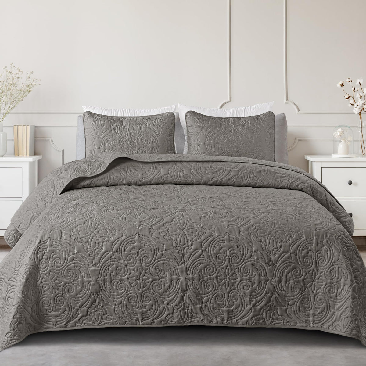 Exclusivo Mezcla 3 Piece Quilts Queen Size Bedding Set, Blush Pink