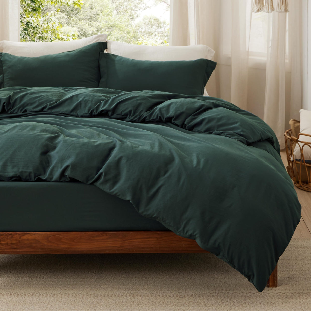 Bedsure Prewashed Twin/Twin XL Duvet Cover, Cotton-Like Bedding Set, White