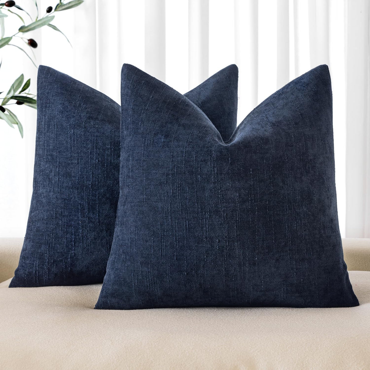 MIULEE 26x26 Inch Euro Textured Chenille Pillow Covers Chocolate Brown
