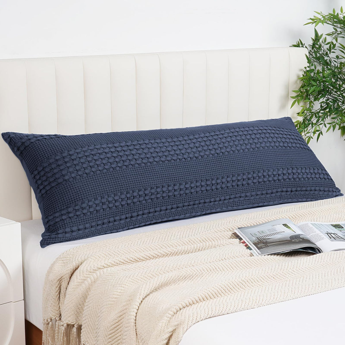 PHF Cotton Waffle Body Pillowcase 20" x 54", Oatmeal, No Insert