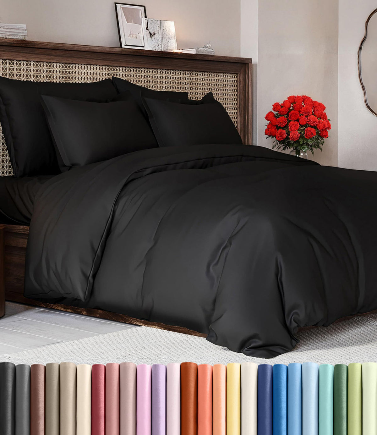 Duvet Cover Queen Size - Extra Soft 3 Piece with Zipper Closure - White