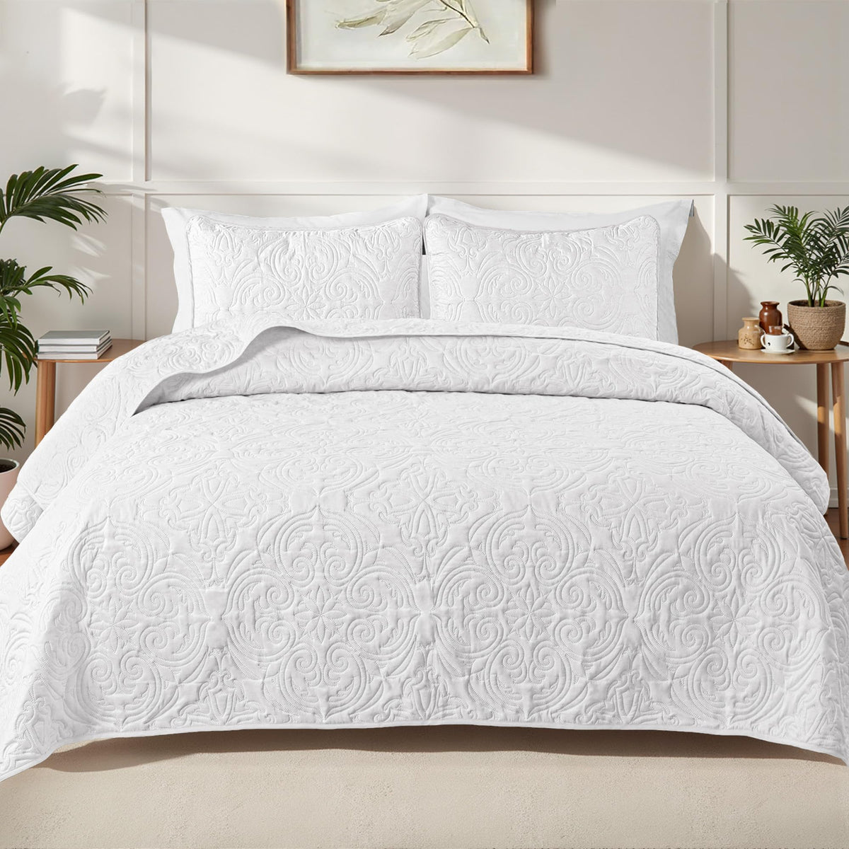 Exclusivo Mezcla 3 Piece Quilts Queen Size Bedding Set, Blush Pink