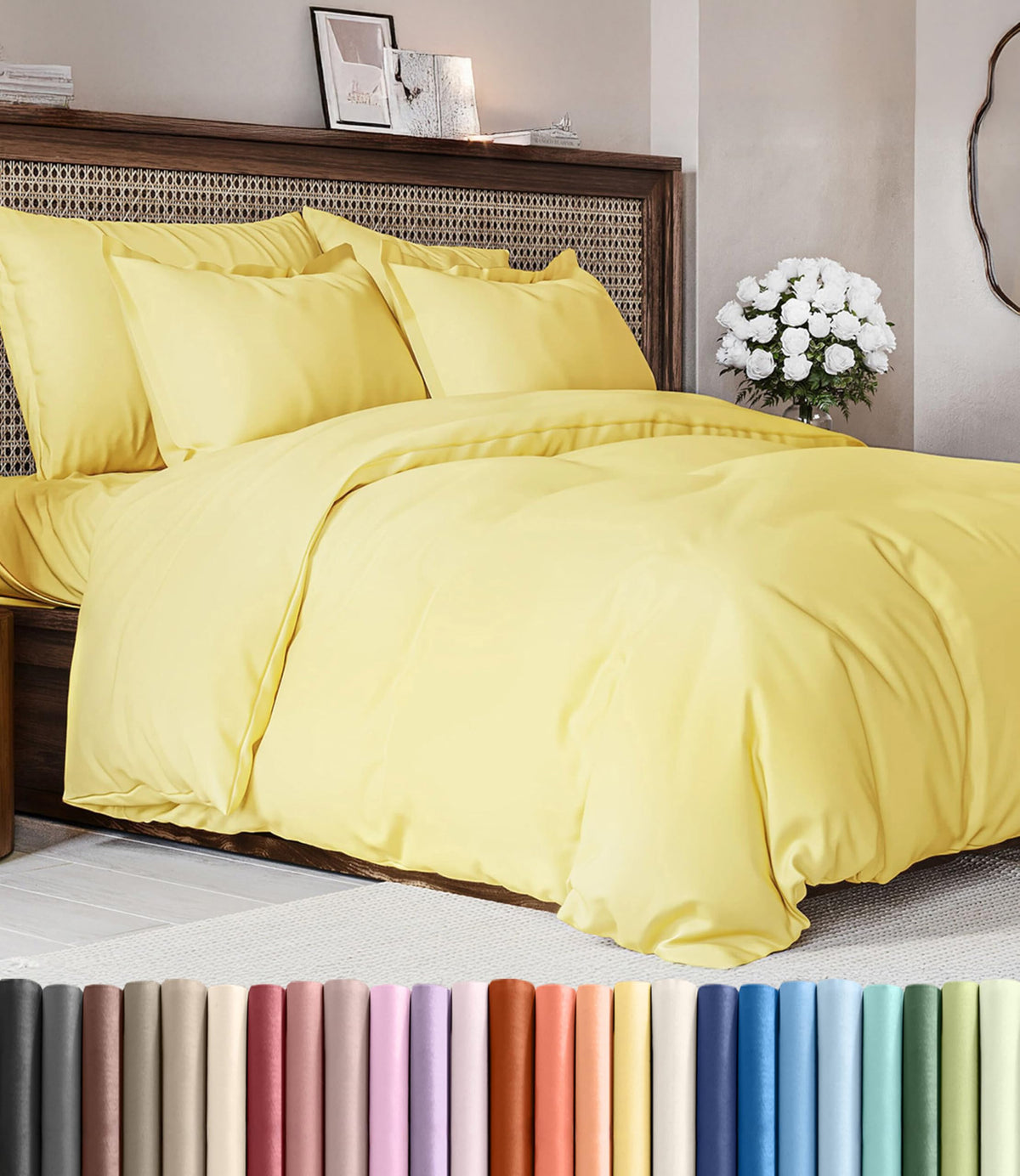 Duvet Cover Queen Size - Extra Soft 3 Piece with Zipper Closure - White