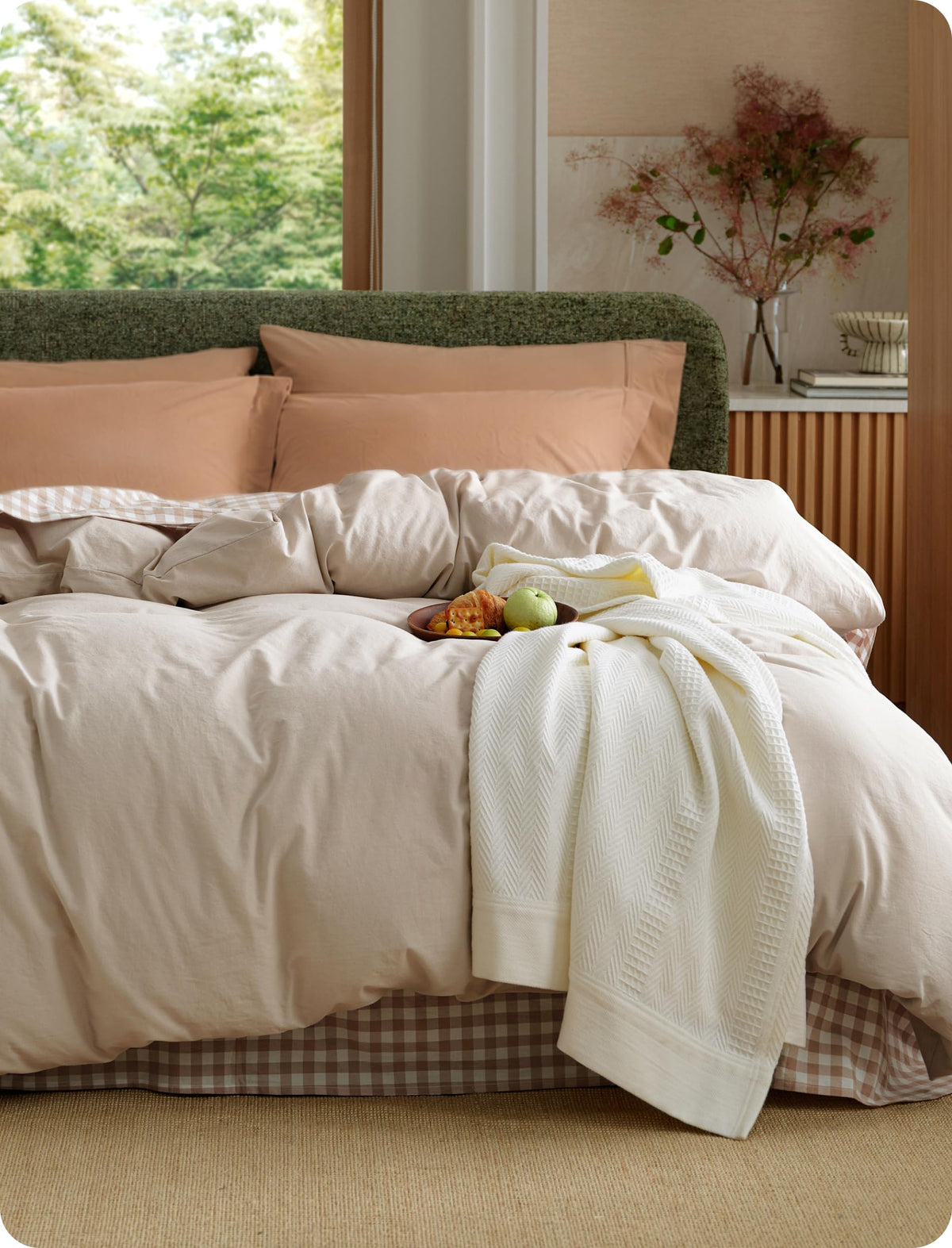 Bedsure PureWoven 100% Washed Cotton Duvet Cover Only, Queen, Natural White