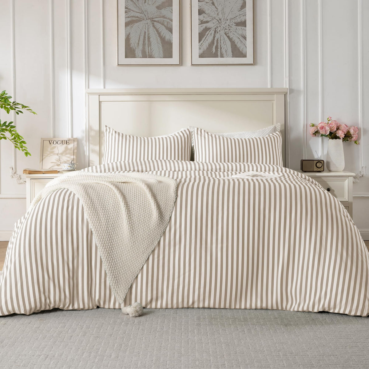 ROSE&RISY Duvet Cover Set Twin Size, Blue Striped Comforter Cover with Button Closure, Breathable and Cooling, Includes 1 Duvet Cover, 1 Pillowcase, No Comforter, (Blue Stripe, Twin)