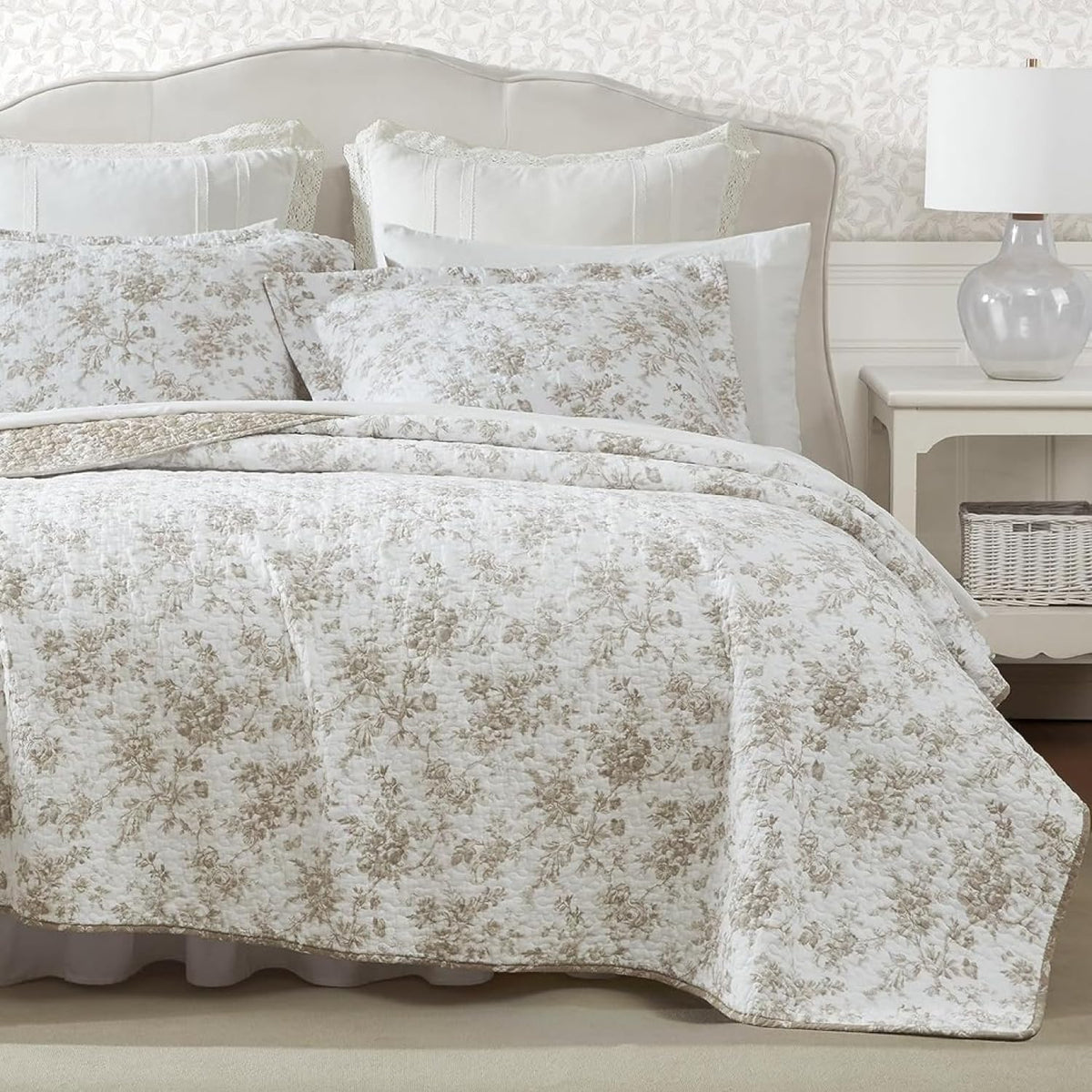 Laura Ashley - King Quilt Set with Shams, Cotton, Reversible