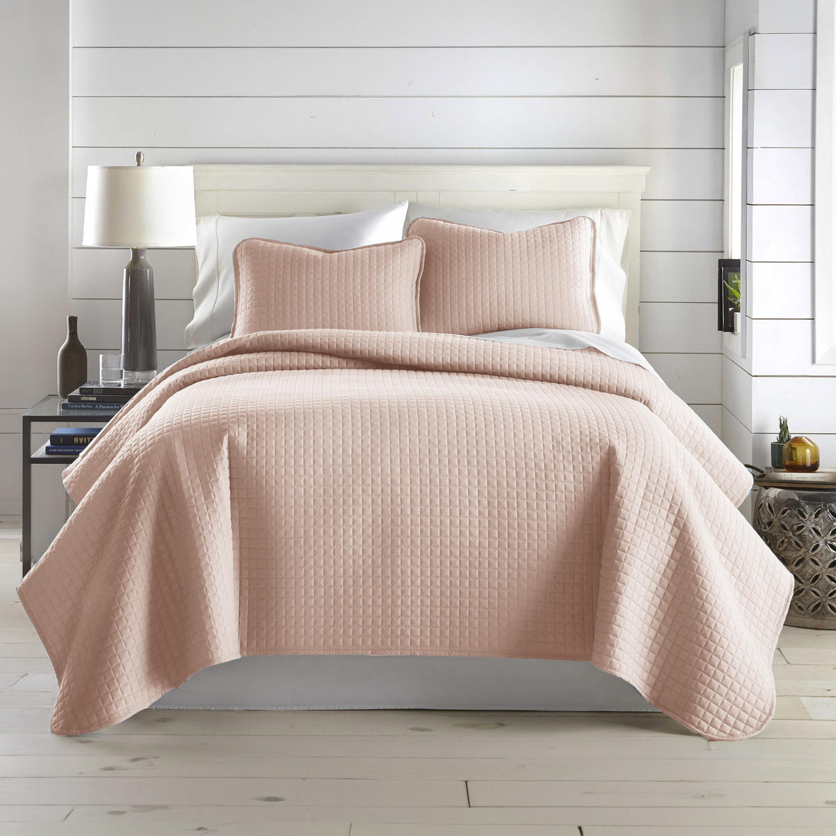Queen Quilt Bedding Set with 2 Matching Quilted Pillow Shams, Natural Beige
