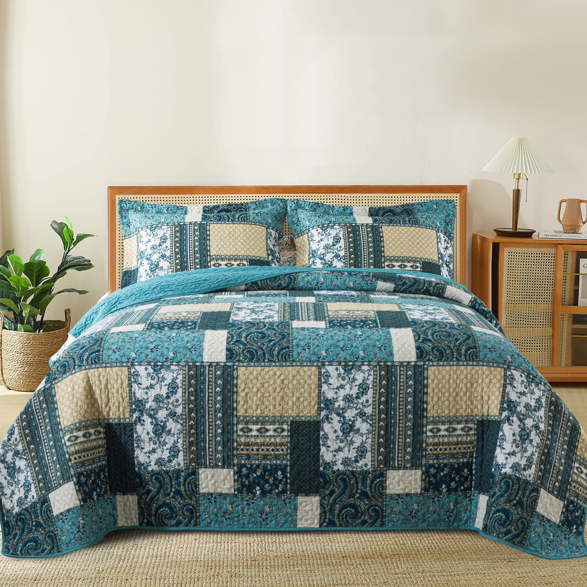 BEDIFANY 100% Cotton Cover Quilts King Size for Farmhouse- Fall Bedspread