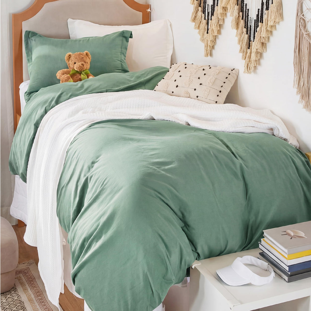 Bedsure Prewashed Twin/Twin XL Duvet Cover, Cotton-Like Bedding Set, White