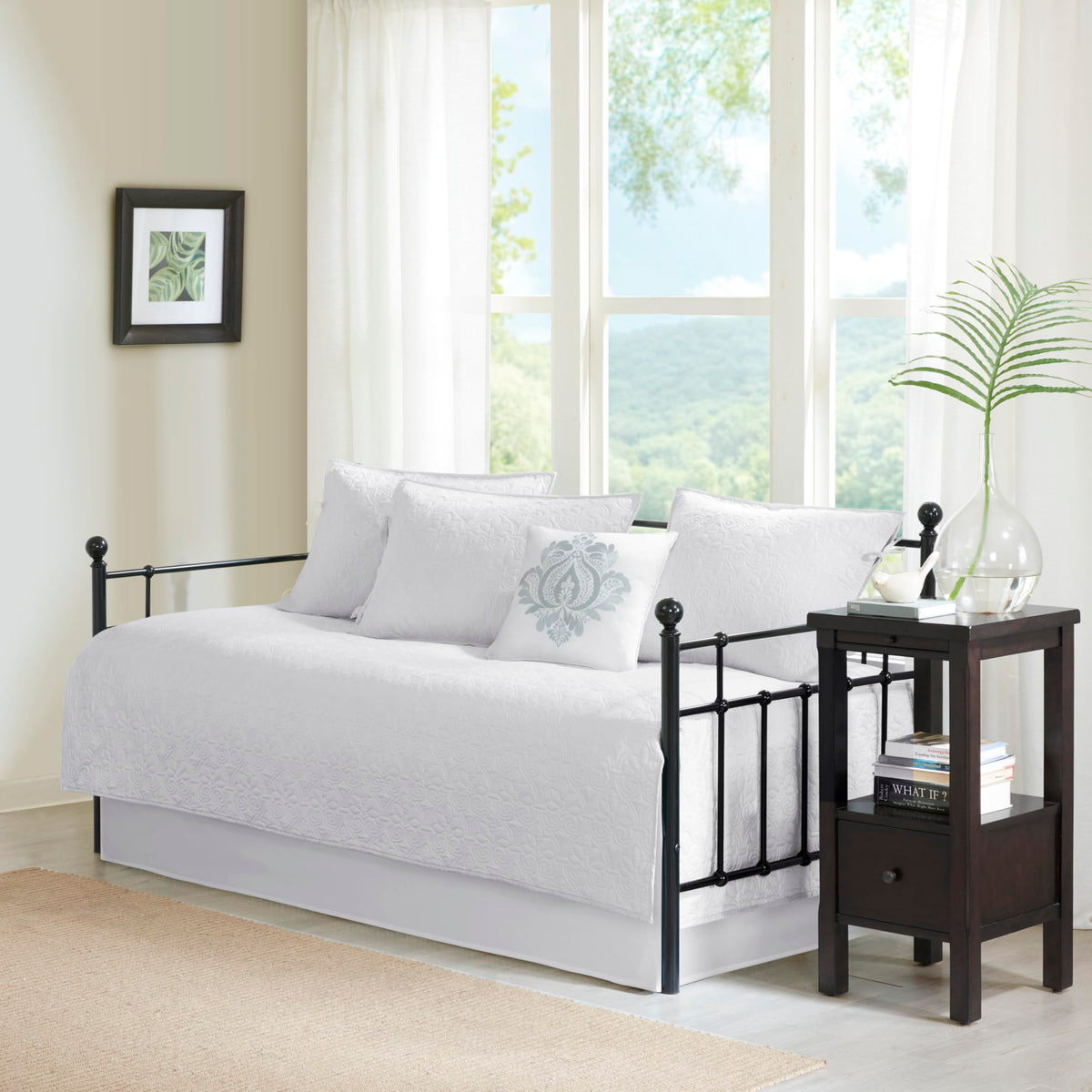 Madison Park Coastal Damask Quilted Daybed Cover Set, 6PC, 39"x75"
