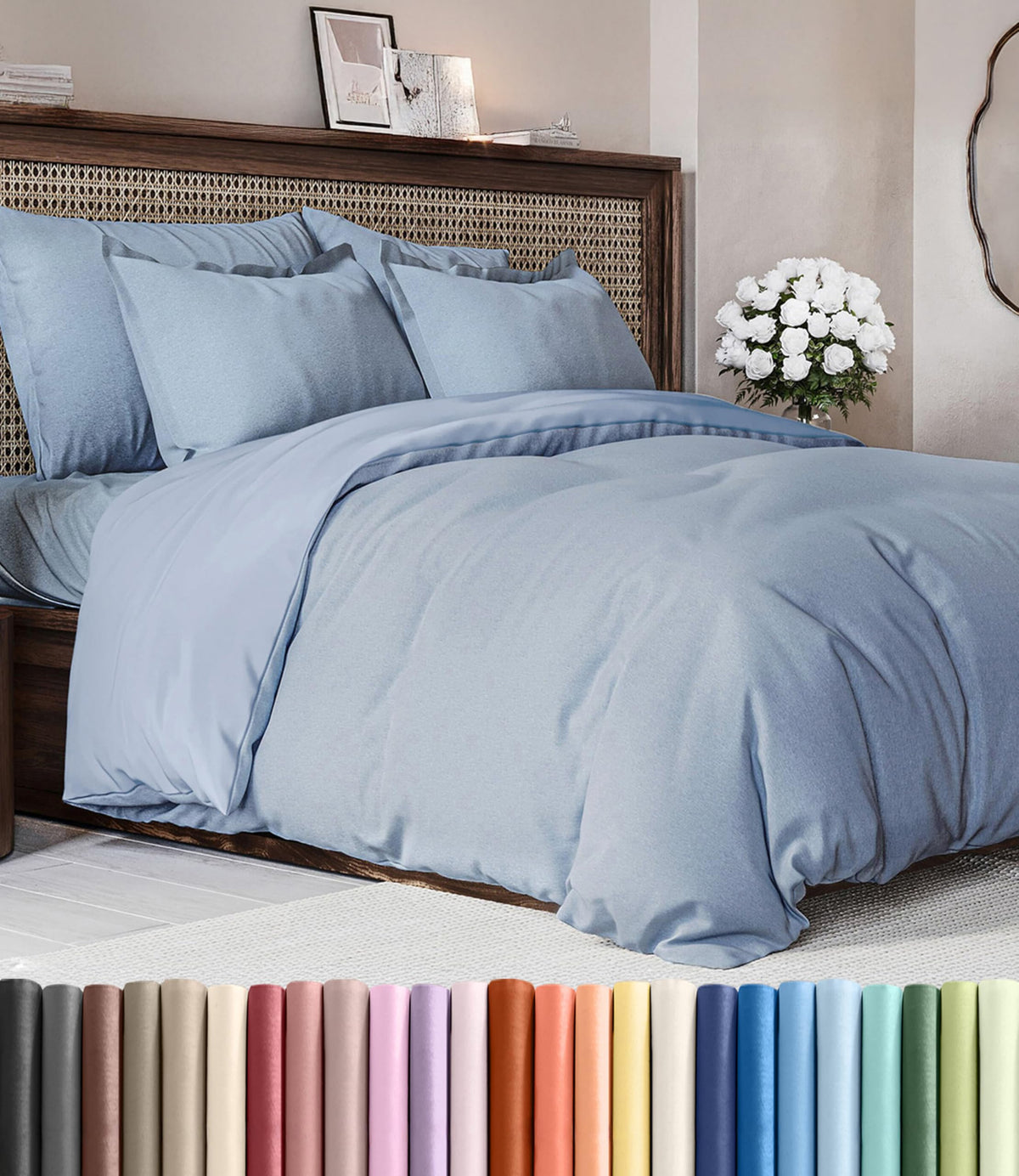 Duvet Cover Queen Size - Extra Soft 3 Piece with Zipper Closure - White