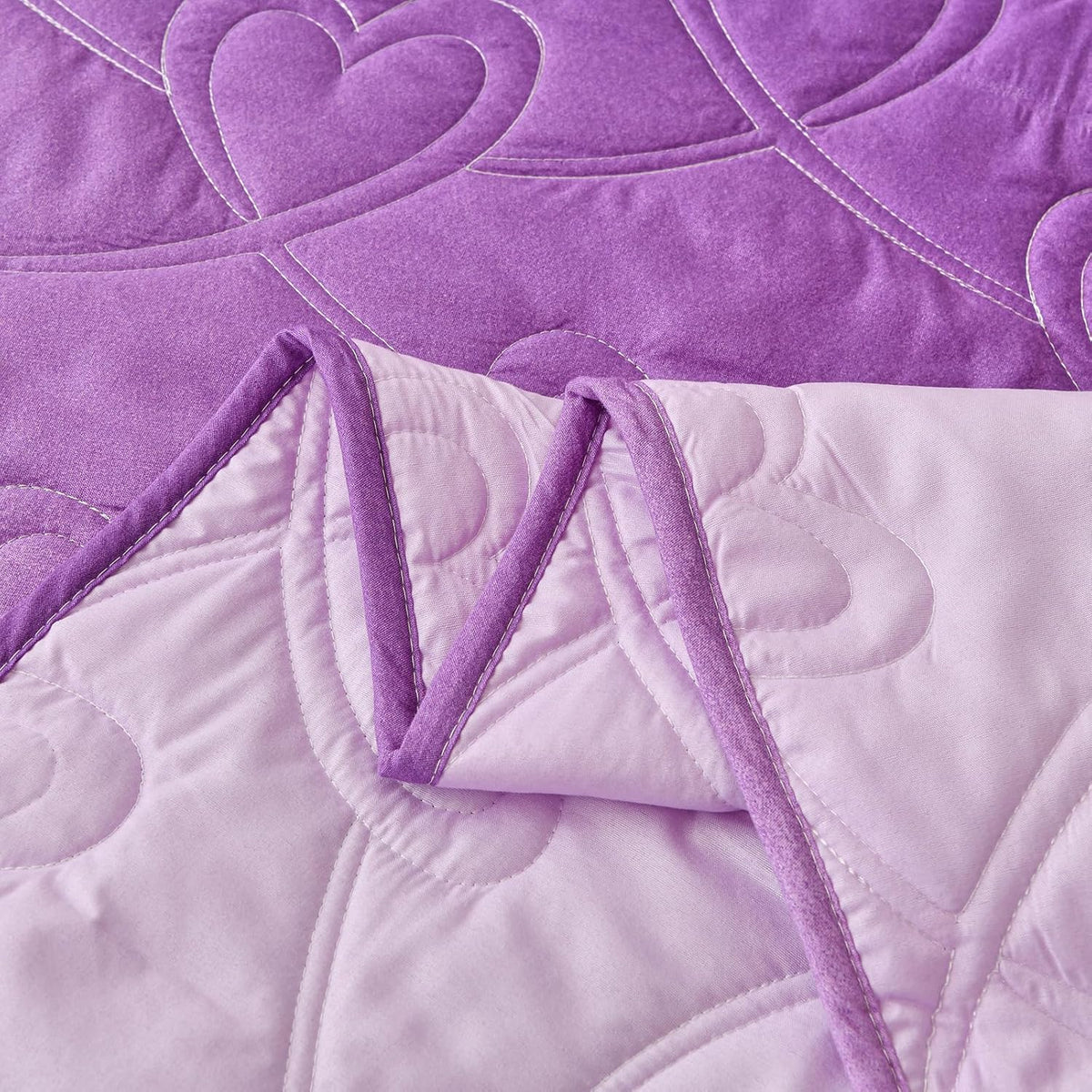 Xruibed Purple Quilt Set Twin Ombre Quilt Sets Reversible Bedding Set