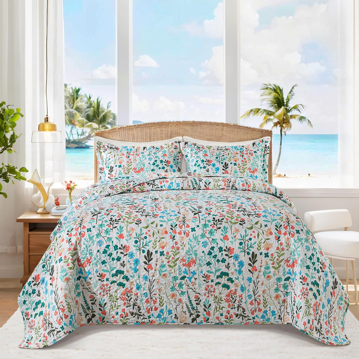 BEDIFANY 100% Cotton Cover Quilts King Size for Farmhouse- Fall Bedspread