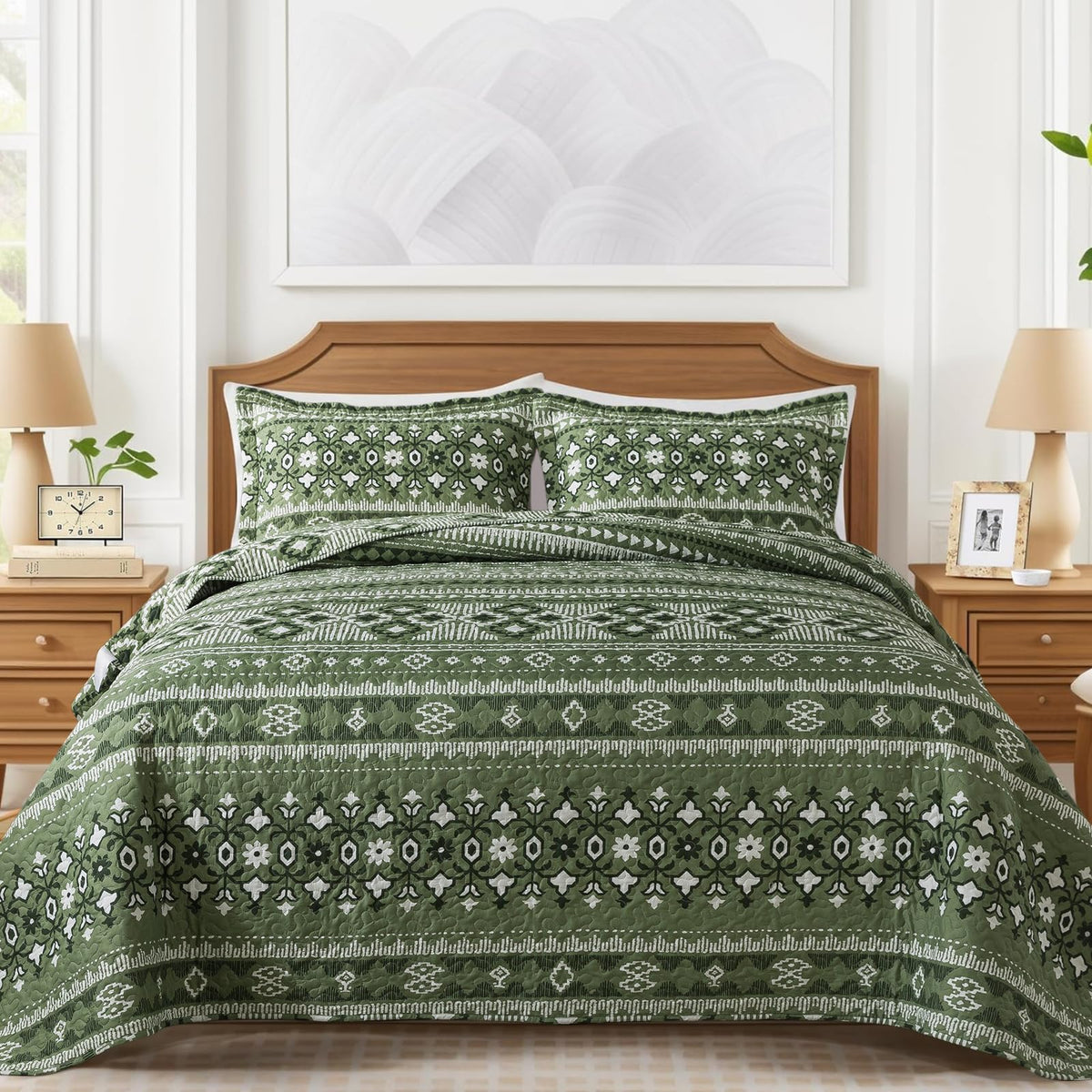 VAPUTAR 100% Cotton Face Quilt King Size Bedding Set - Boho King Quilts