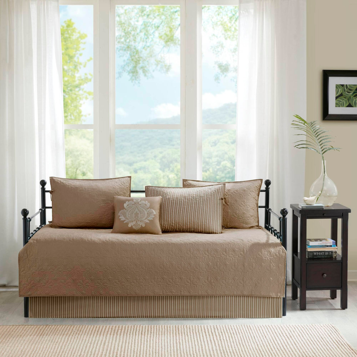 Madison Park Coastal Damask Quilted Daybed Cover Set, 6PC, 39"x75"