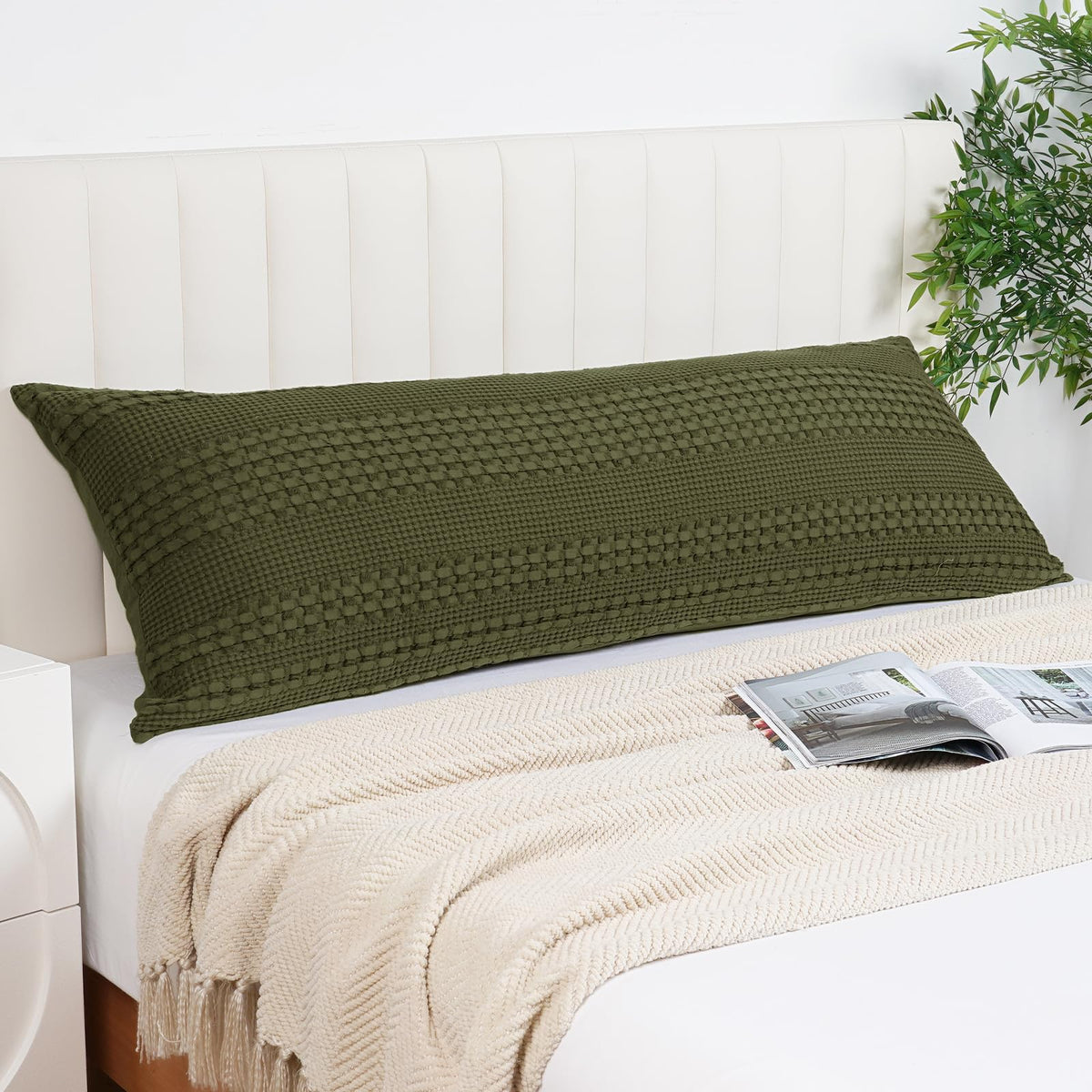 PHF Cotton Waffle Body Pillowcase 20" x 54", Oatmeal, No Insert