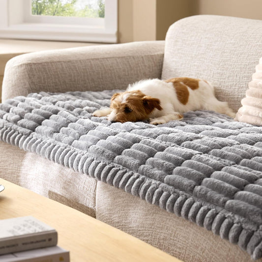 Bedsure Comfyfleece® Sofa Cover, Couch Covers for Dogs, 27.6 x 82.7 Grey