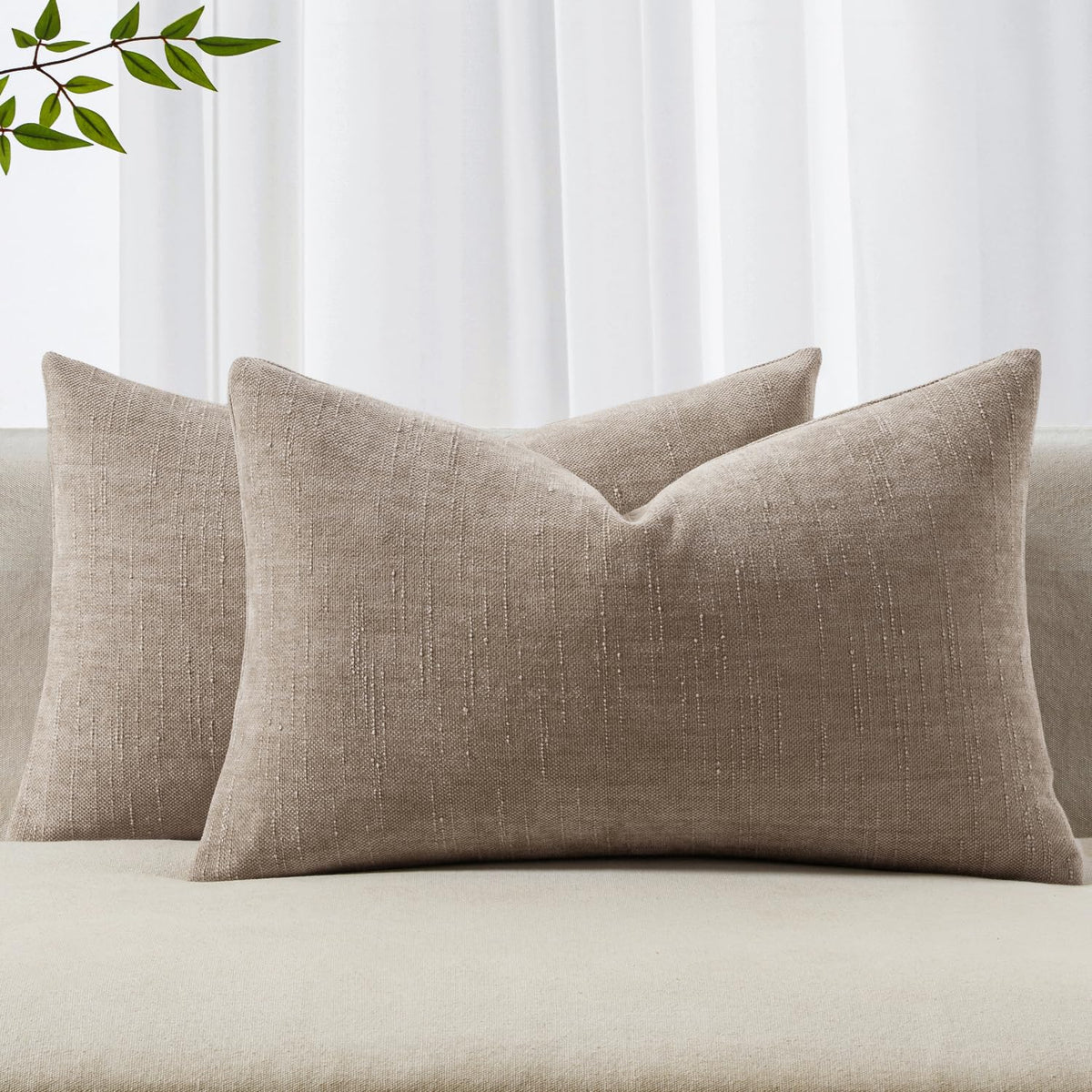 MIULEE 26x26 Inch Euro Textured Chenille Pillow Covers Chocolate Brown
