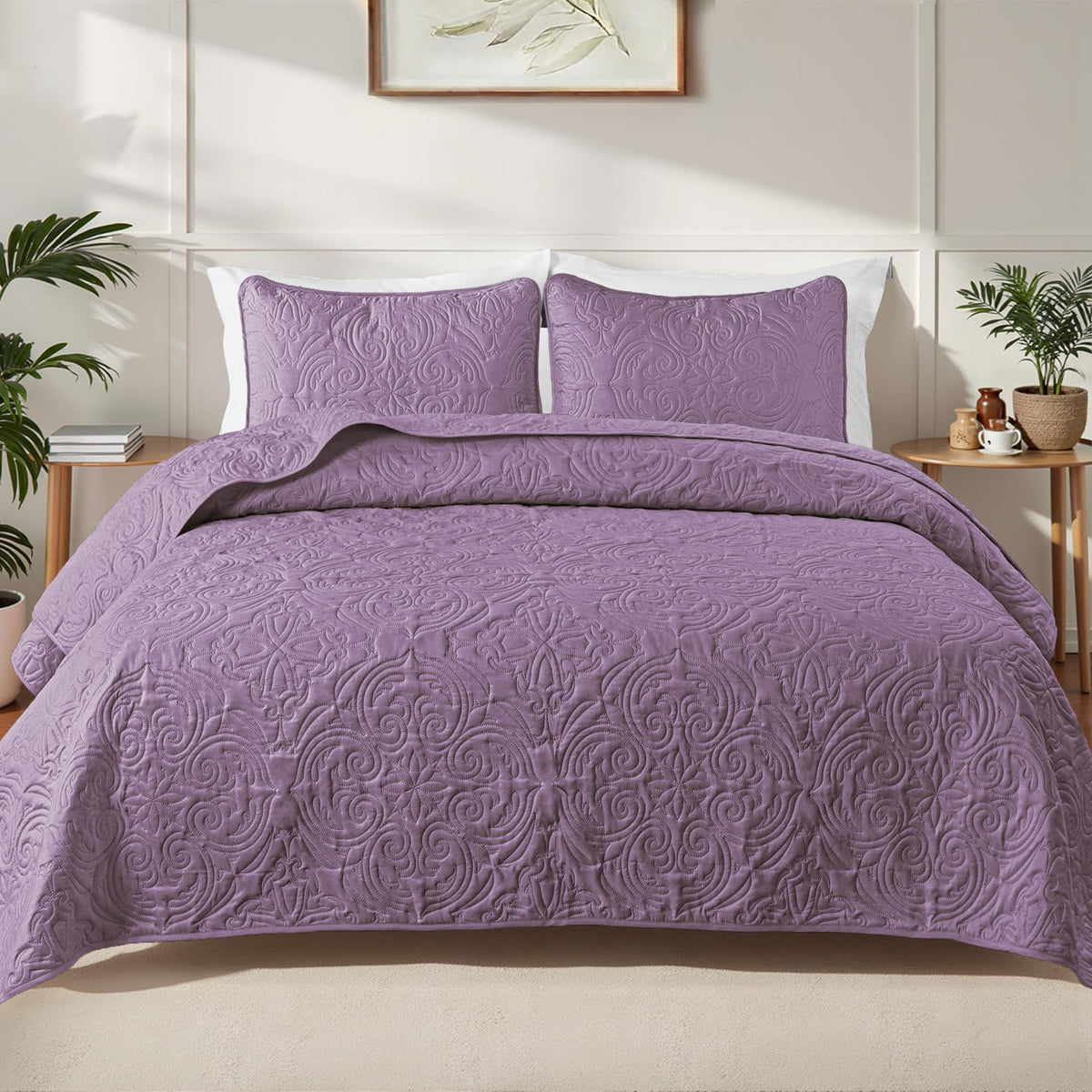 Exclusivo Mezcla 3 Piece Quilts Queen Size Bedding Set, Blush Pink