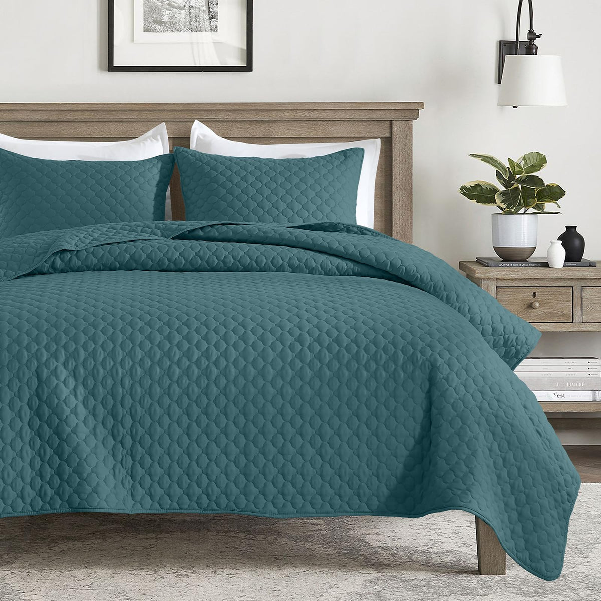 HORIMOTE HOME Quilt Twin Size Dusty Blue, Lightweight Quilt for Summer Ultra-Soft Microfiber Modern Style Quilted Clouds Pattern Bedspread Quit Set 2 Pieces (1 Quilt and 1 Pillow Sham)