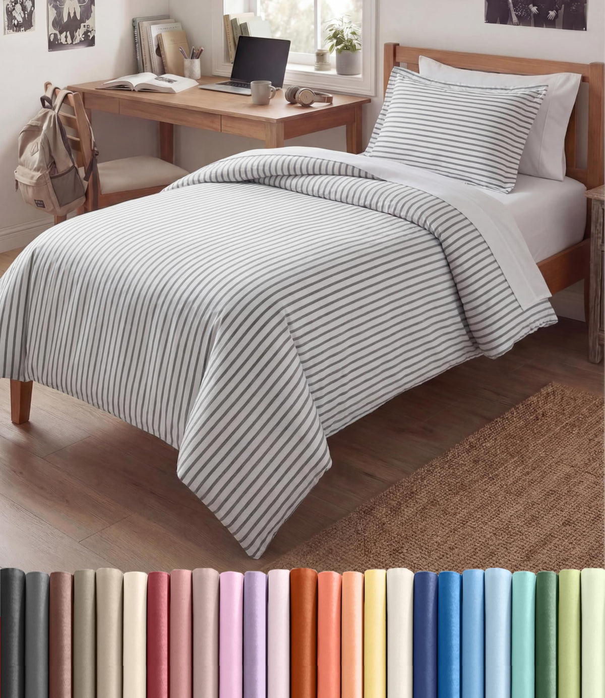 Duvet Cover Queen Size - Extra Soft 3 Piece with Zipper Closure - White