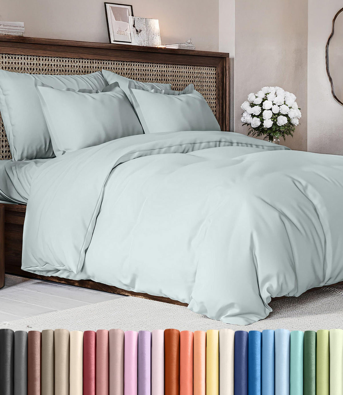 Duvet Cover Queen Size - Extra Soft 3 Piece with Zipper Closure - White