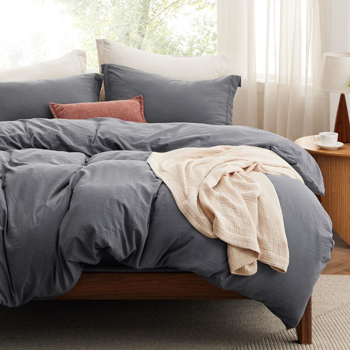 Bedsure Prewashed Twin/Twin XL Duvet Cover, Cotton-Like Bedding Set, White