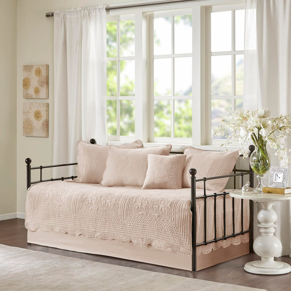 Madison Park Coastal Damask Quilted Daybed Cover Set, 6PC, 39"x75"