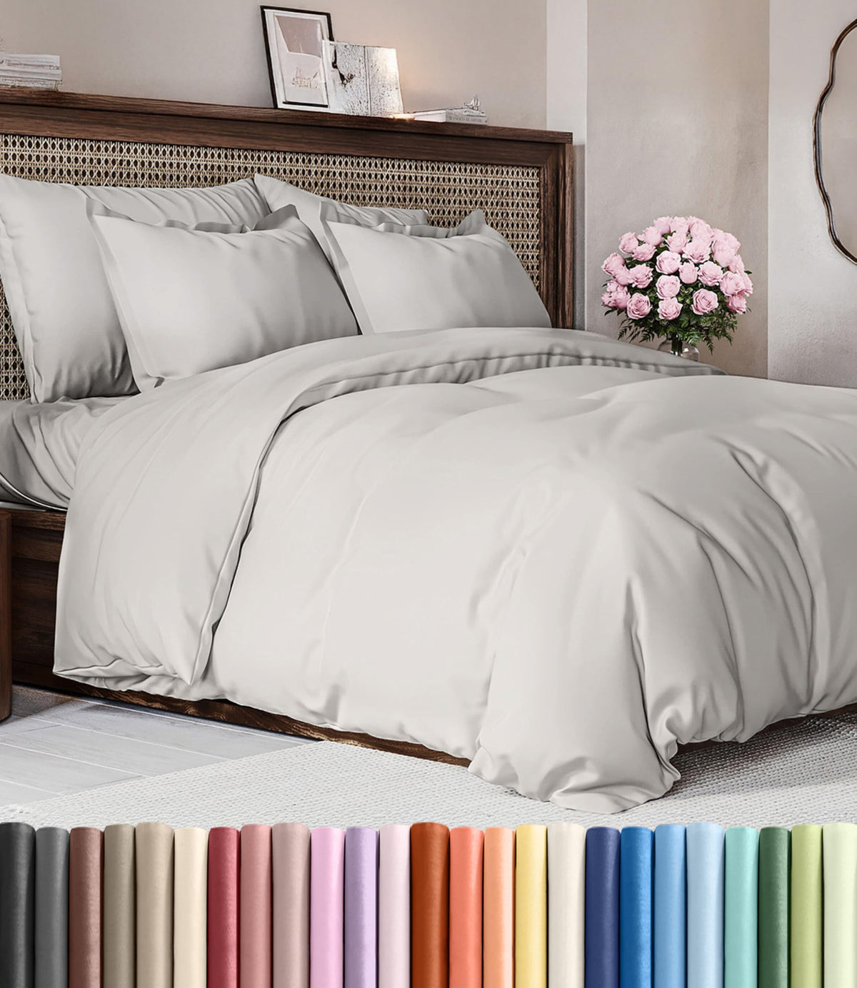Duvet Cover Queen Size - Extra Soft 3 Piece with Zipper Closure - White
