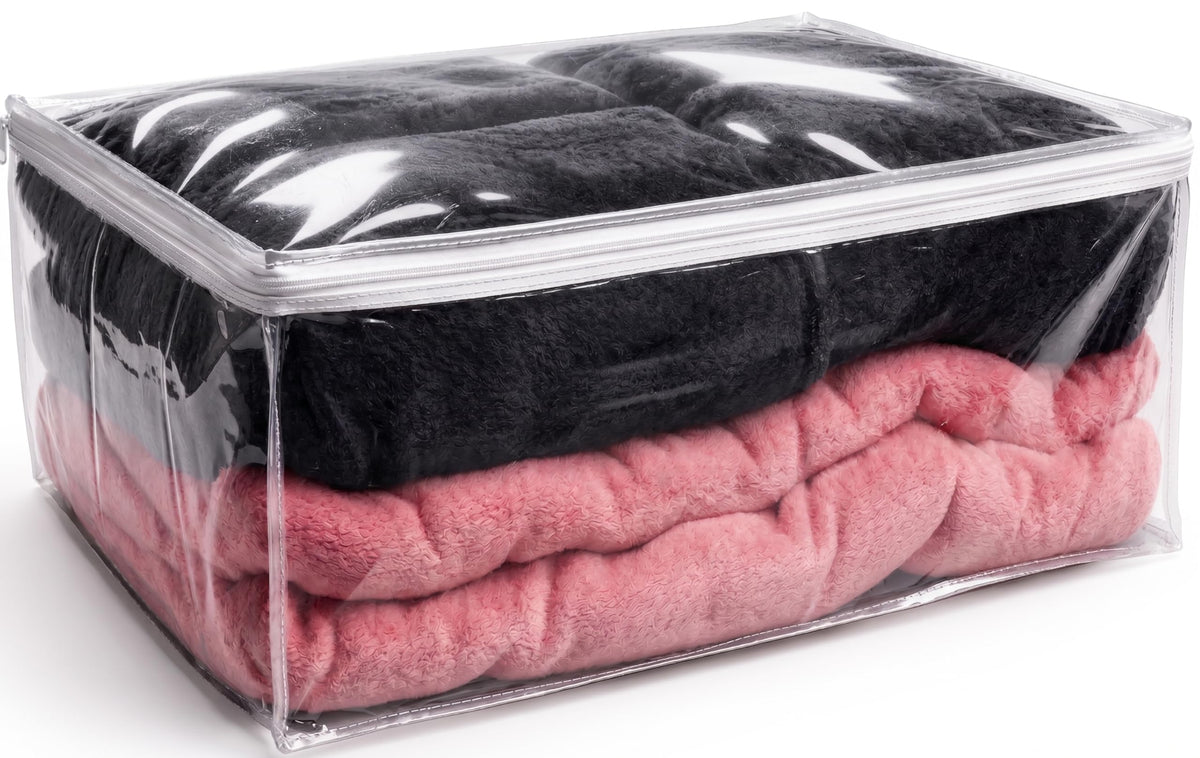 Handy Laundry Comforter Storage Bag – Large 90L Clear Zippered Organizer for Blankets, Bedding, Clothes & Pillows, Durable Plastic Storage for Closet, Moving, Under Bed – Dust & Moisture Protection