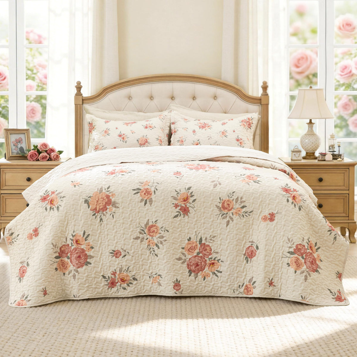Love's cabin Quilts for Queen Coastal White Bedspreads Bedding Set - Summer Beach Nautical Quilt Lightweight Bedspread - Reversible Bedding Coverlet for All Season - 3 Piece