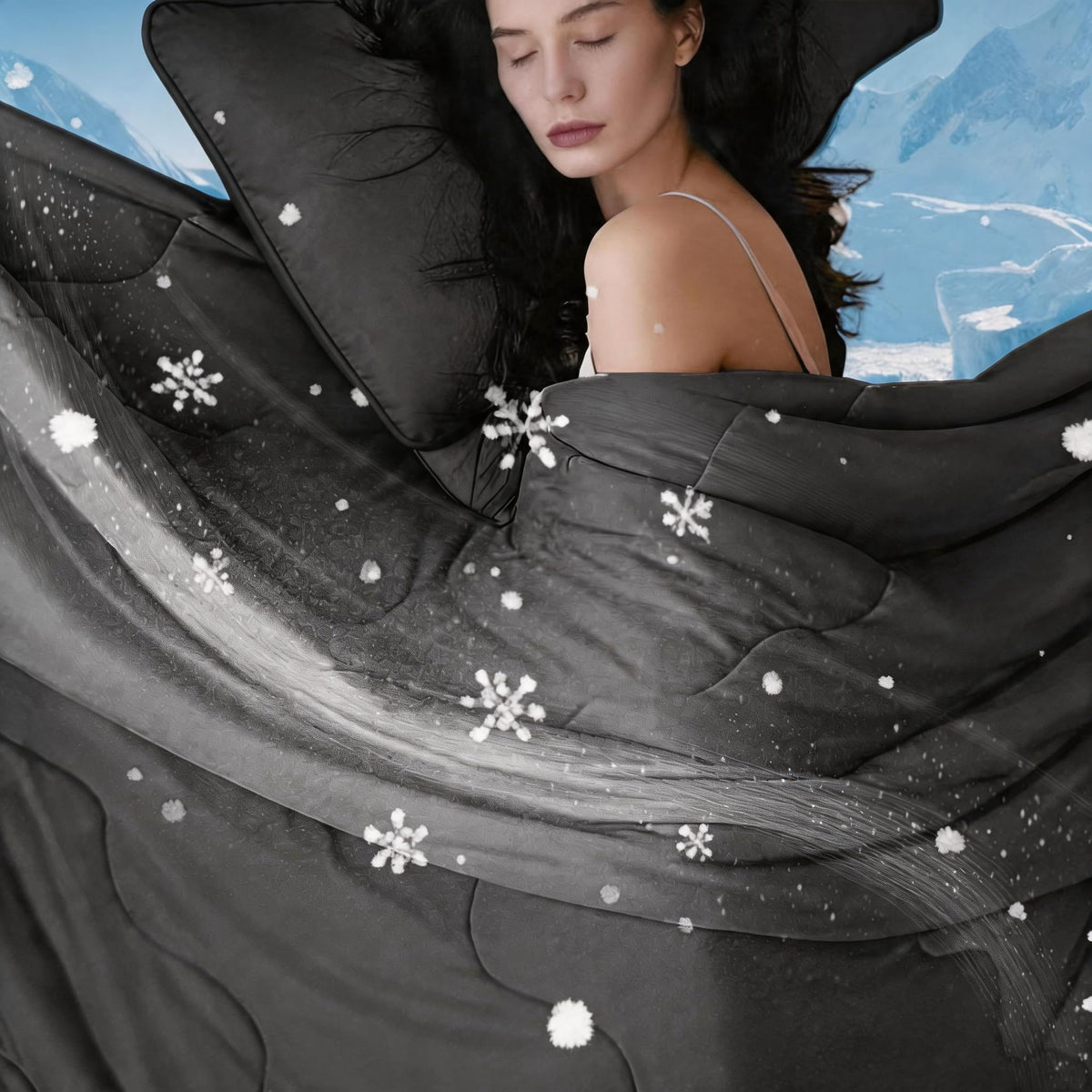 DOWNCOOL Cooling Comforter Queen Size,Grey Cooling Blanket for Hot Sleeper