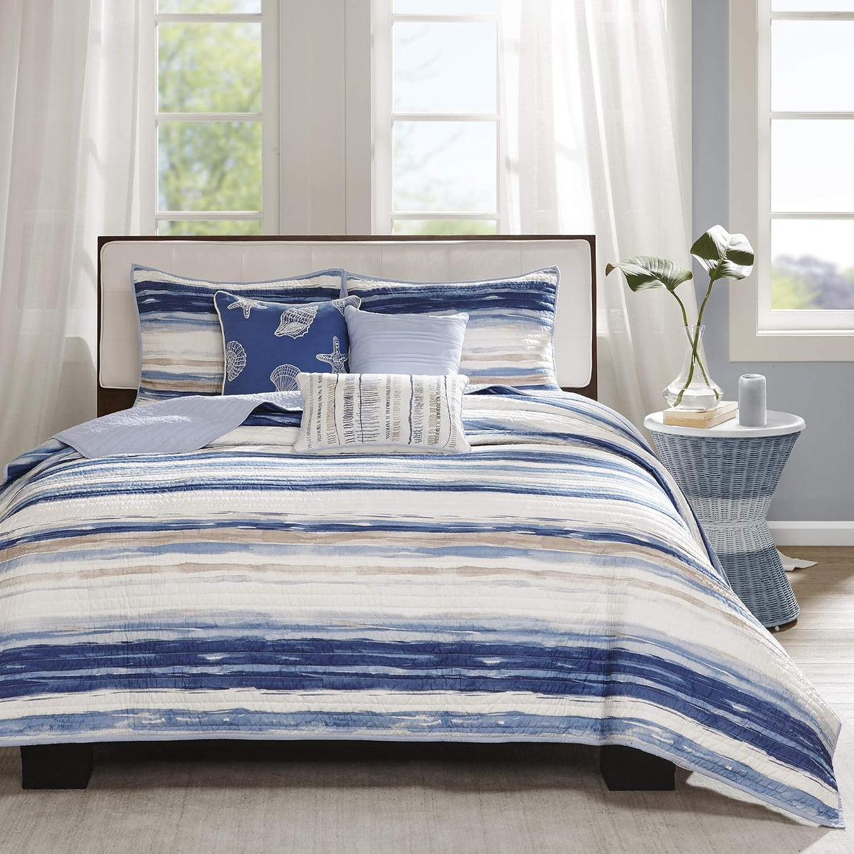 Madison Park Cottage Coastal Quilt Set, 6PC King/Cal King Coverlet