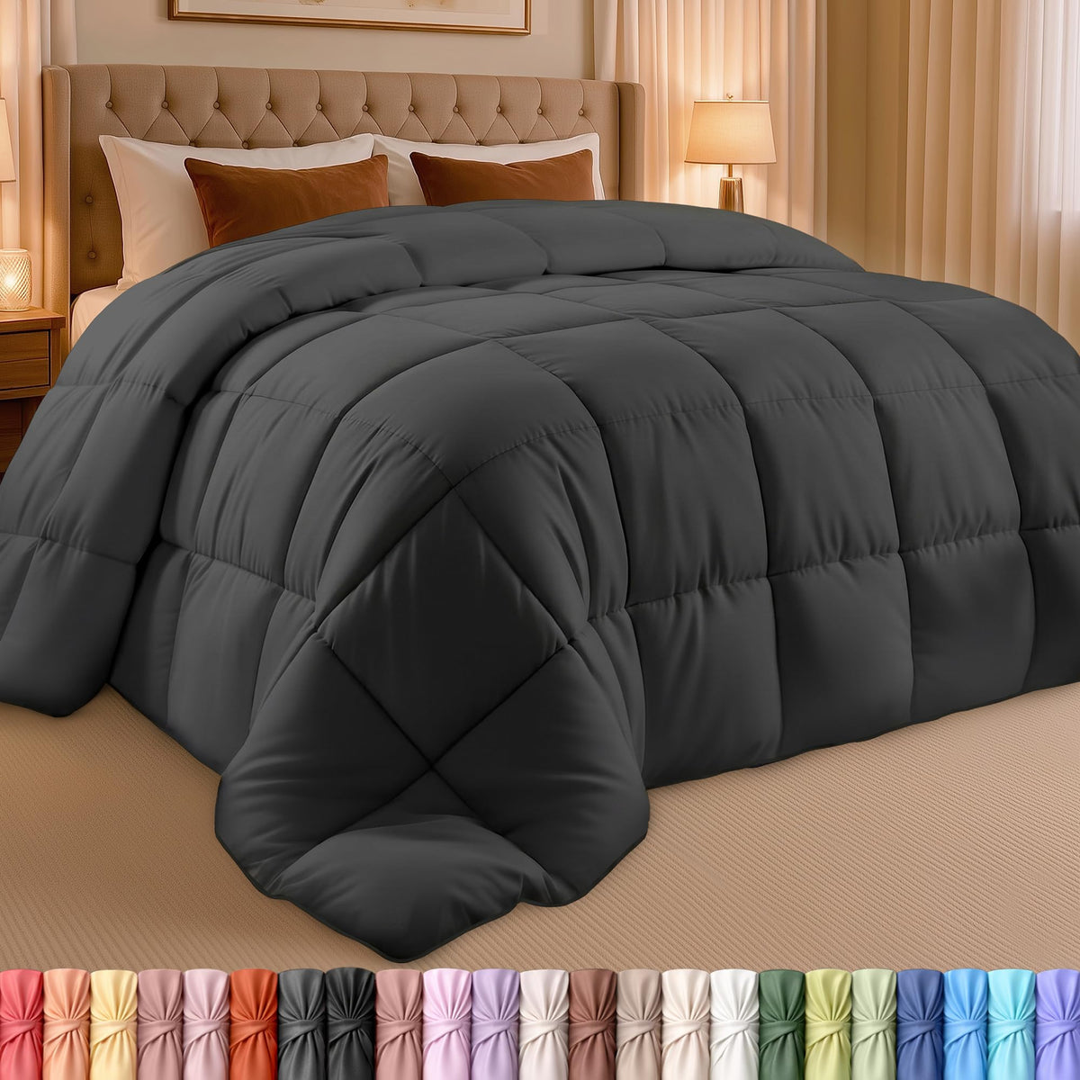 Utopia Bedding Queen Comforter, Duvet Insert, Black, 88 x 88 Inches