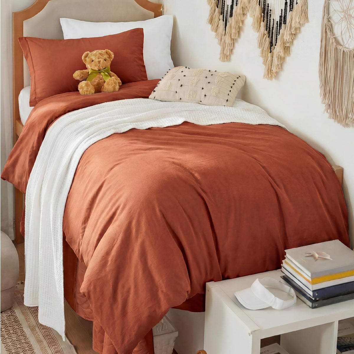 Bedsure Prewashed Twin/Twin XL Duvet Cover, Cotton-Like Bedding Set, White