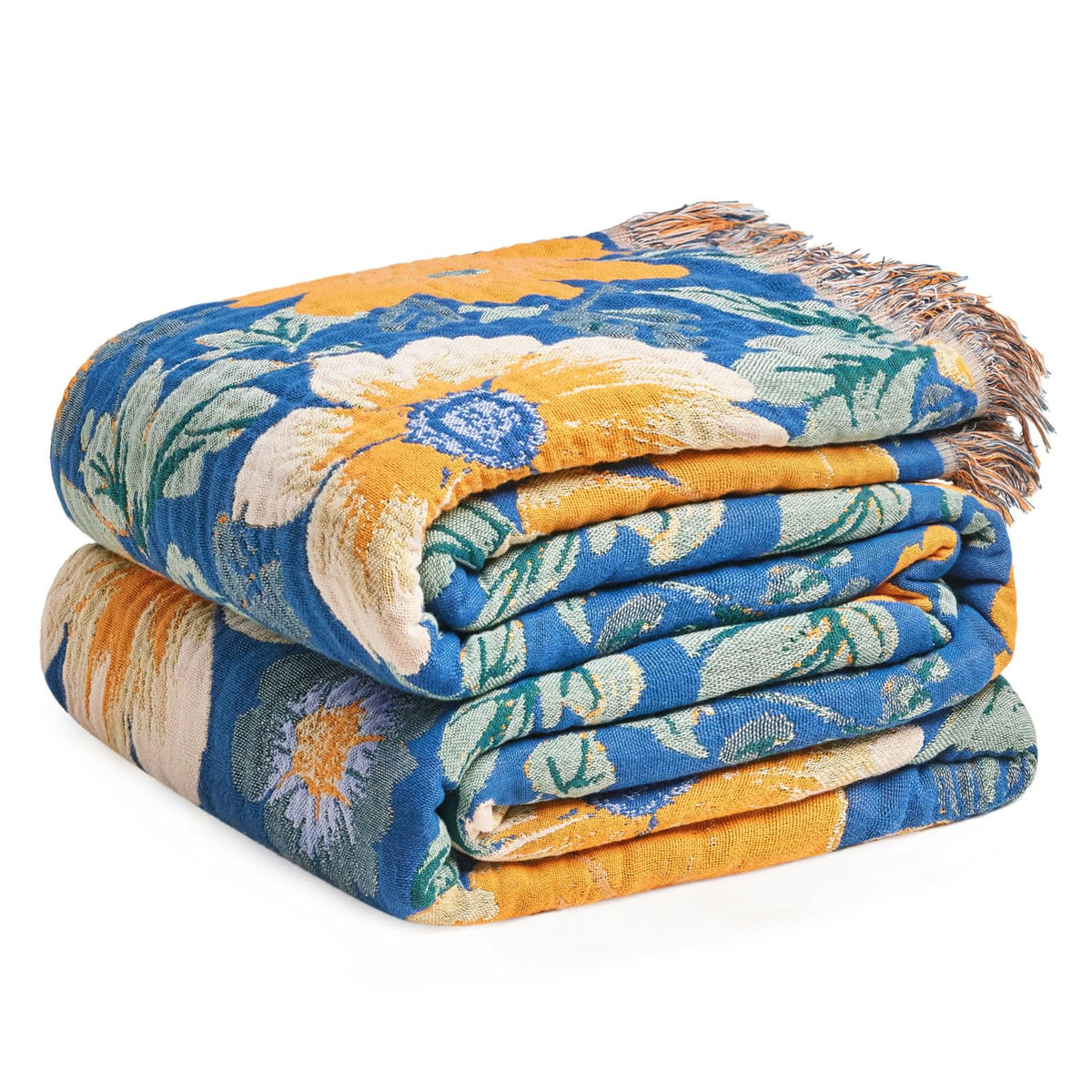 Boho Throw Blanket, 100% Cotton Lightweight Throws for Couch 50"x60"