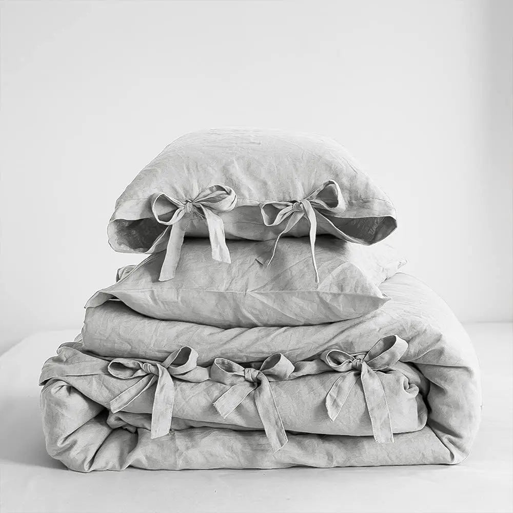 Simple&Opulence 100% Linen Duvet Cover Set, Belgian Flax Cooling Durable Stone Washed Breathable Bedding with Tie Closure, Memorial Day Gift Option