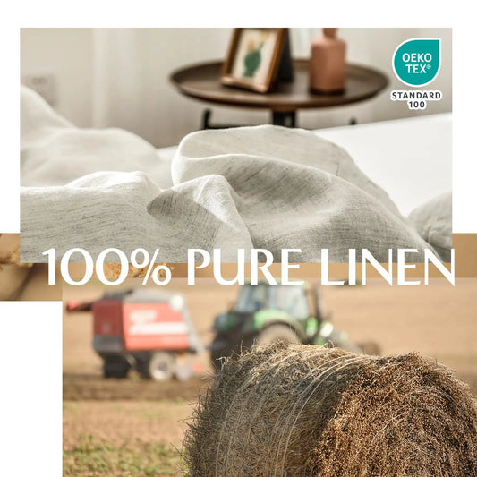 Simple&Opulence 100% Linen Duvet Cover Set, Belgian Flax Breathable Bedding, Comforter Cover+ Pillowsham with Coconut Button Closure, memorial day
