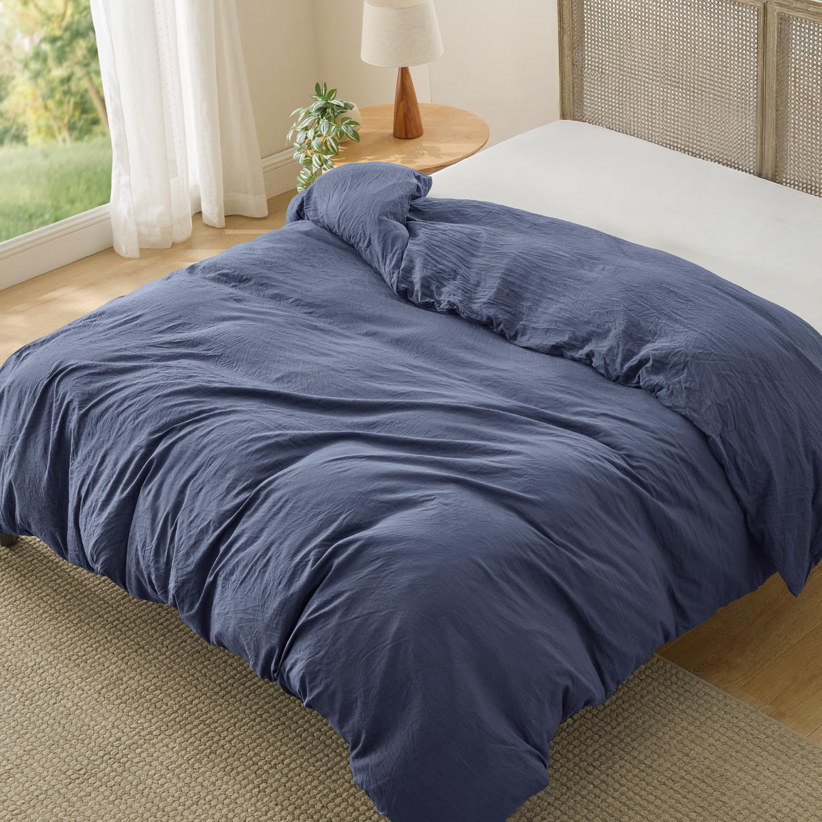 Bedsure Prewashed Duvet Cover Full, Cotton-Like Soft Bedding Set, White
