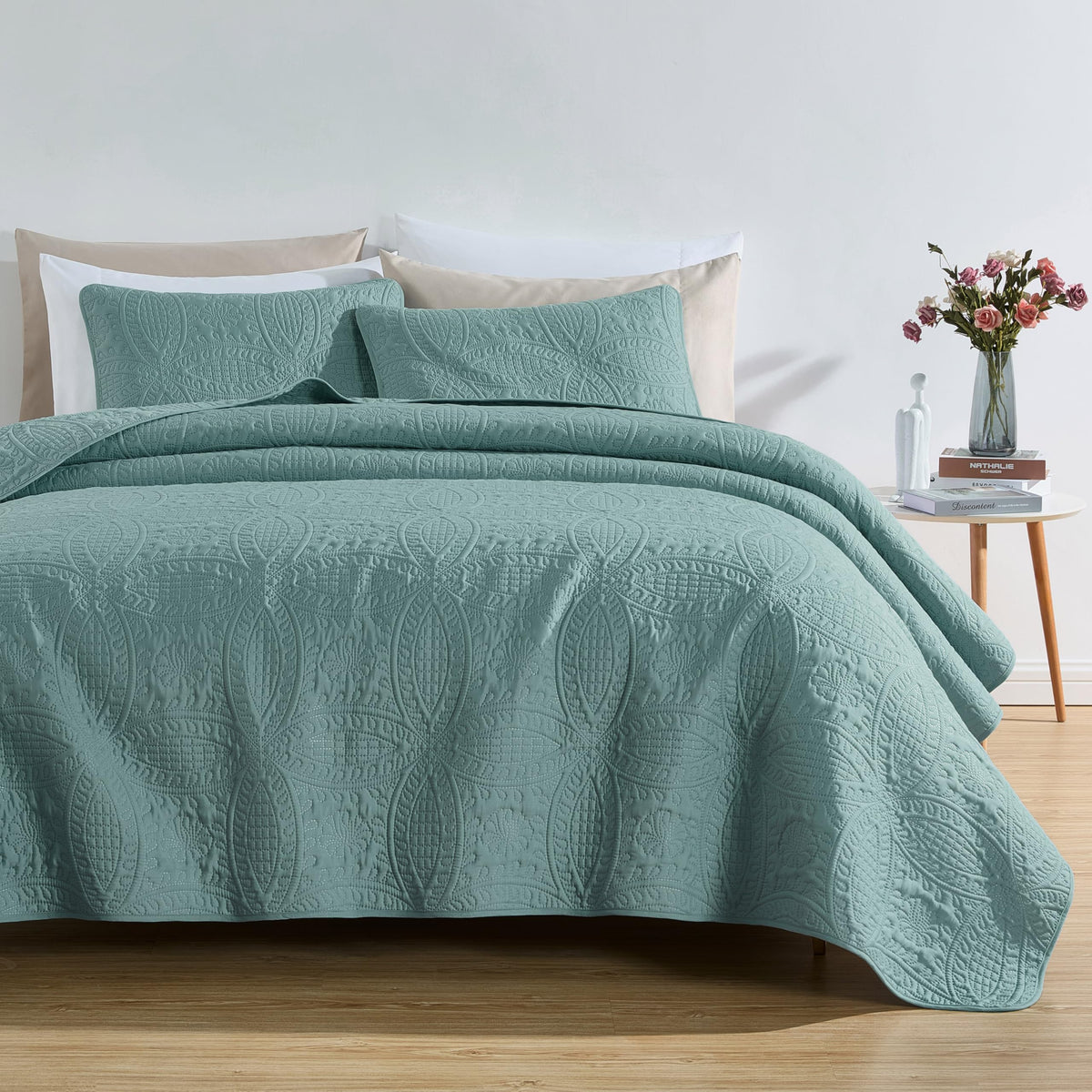Chezmoi Collection Austin 3-piece Oversized Bedspread Coverlet Set (Queen, Teal)