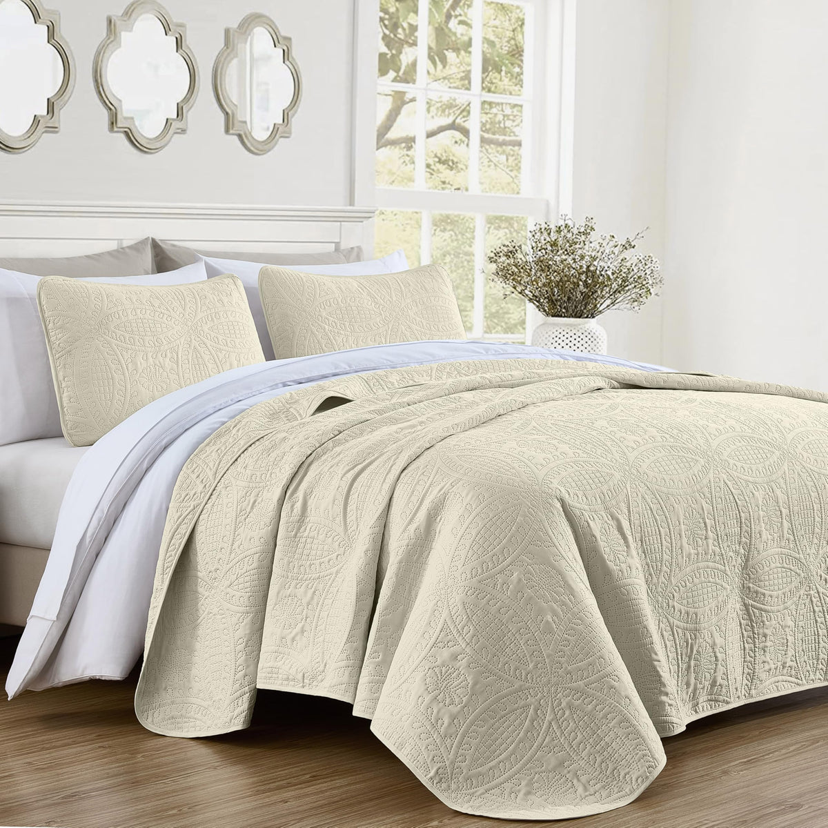 Chezmoi Collection Austin 3-piece Oversized Bedspread Coverlet Set (Queen, Teal)