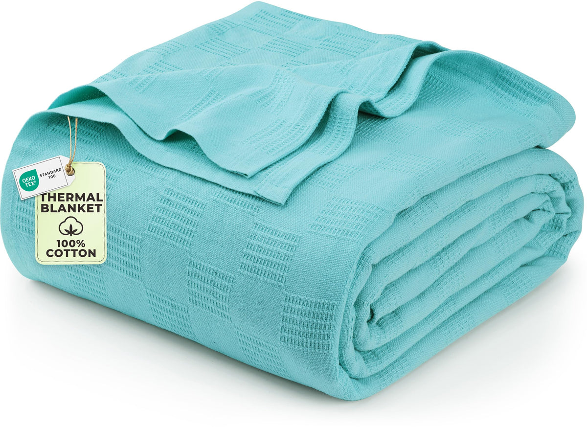 Utopia Bedding 100% Cotton Thermal Blanket White Twin, 90x72 Inches
