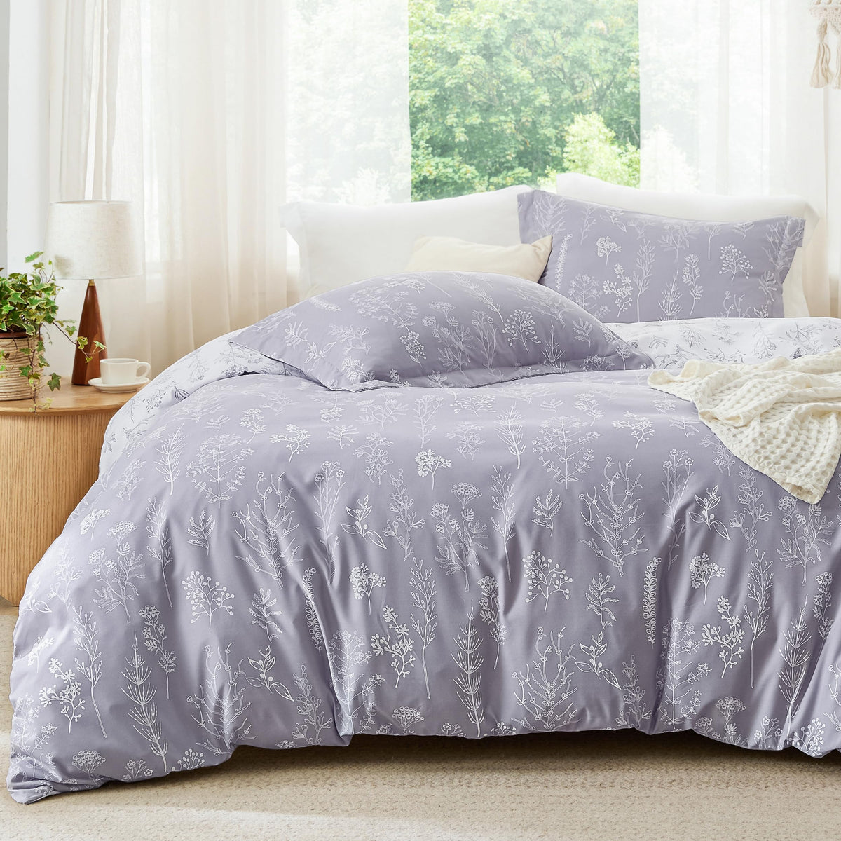 Bedsure Floral Comforter Set Cute Bedding Set Twin/Twin XL Reversible Black