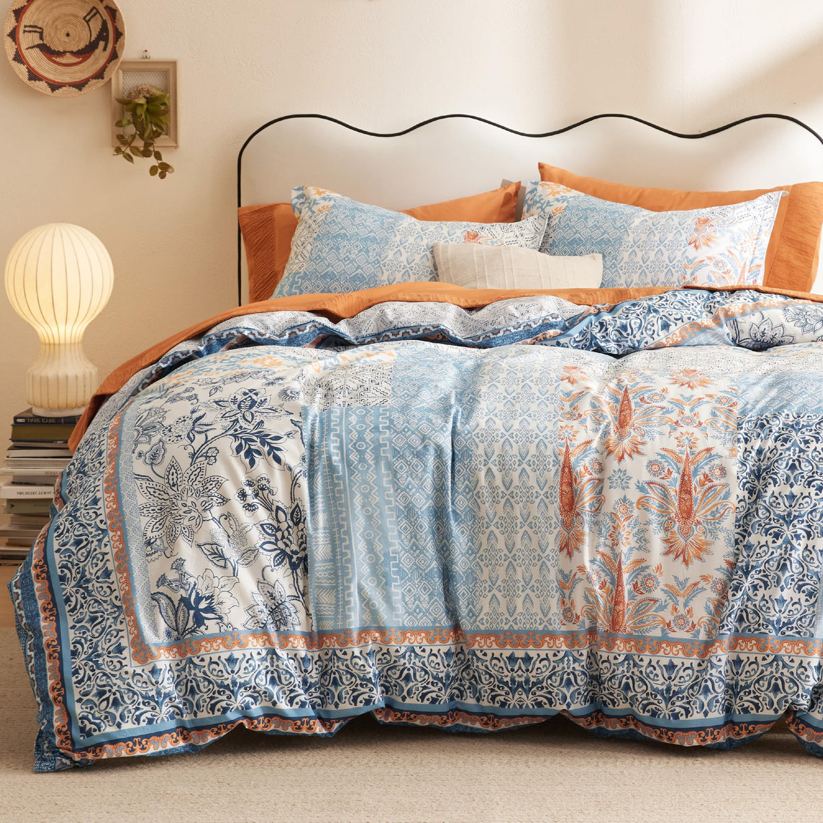 Bedsure PureWoven 100% Cotton Floral Duvet Cover Set, Queen, Green