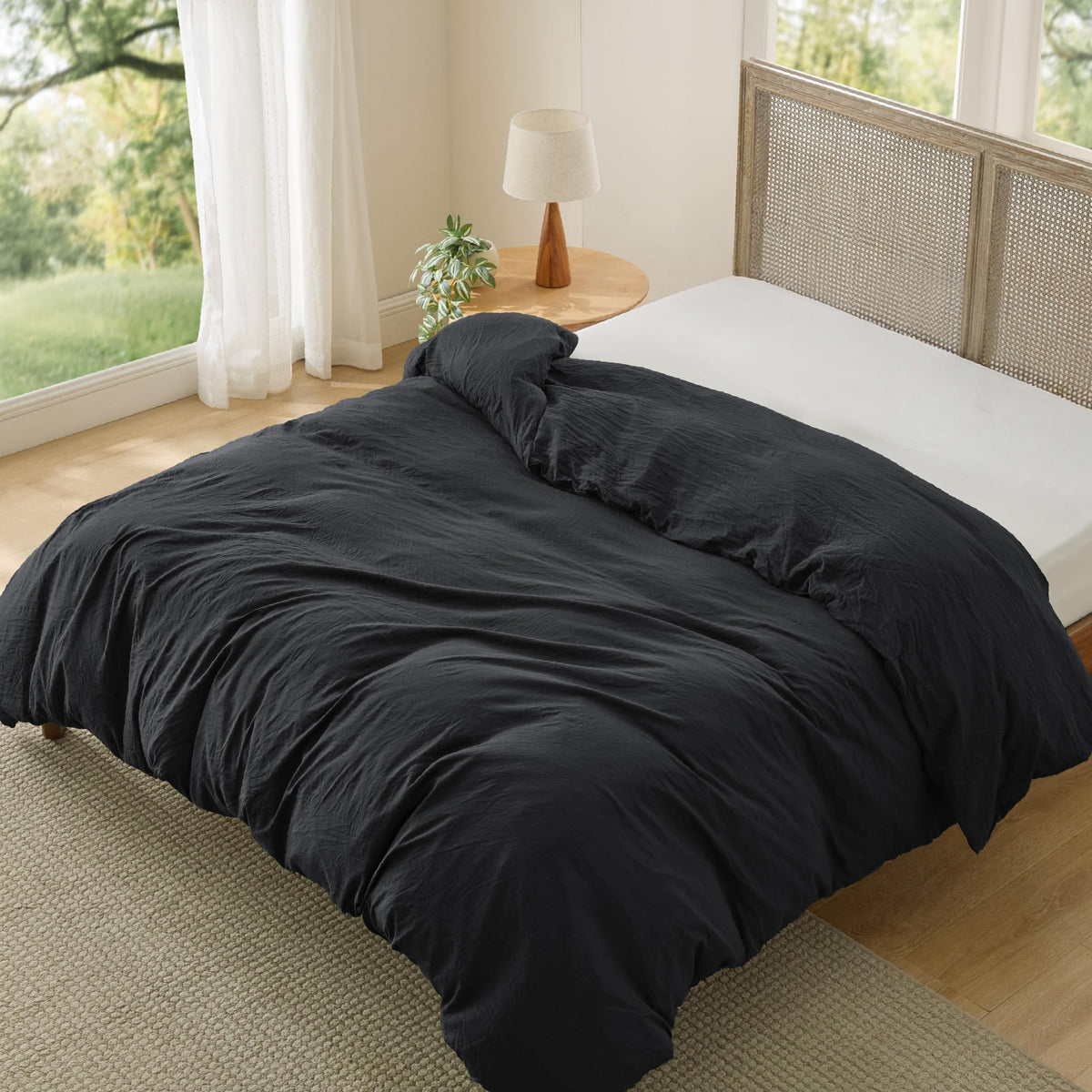 Bedsure Prewashed Duvet Cover Full, Cotton-Like Soft Bedding Set, White