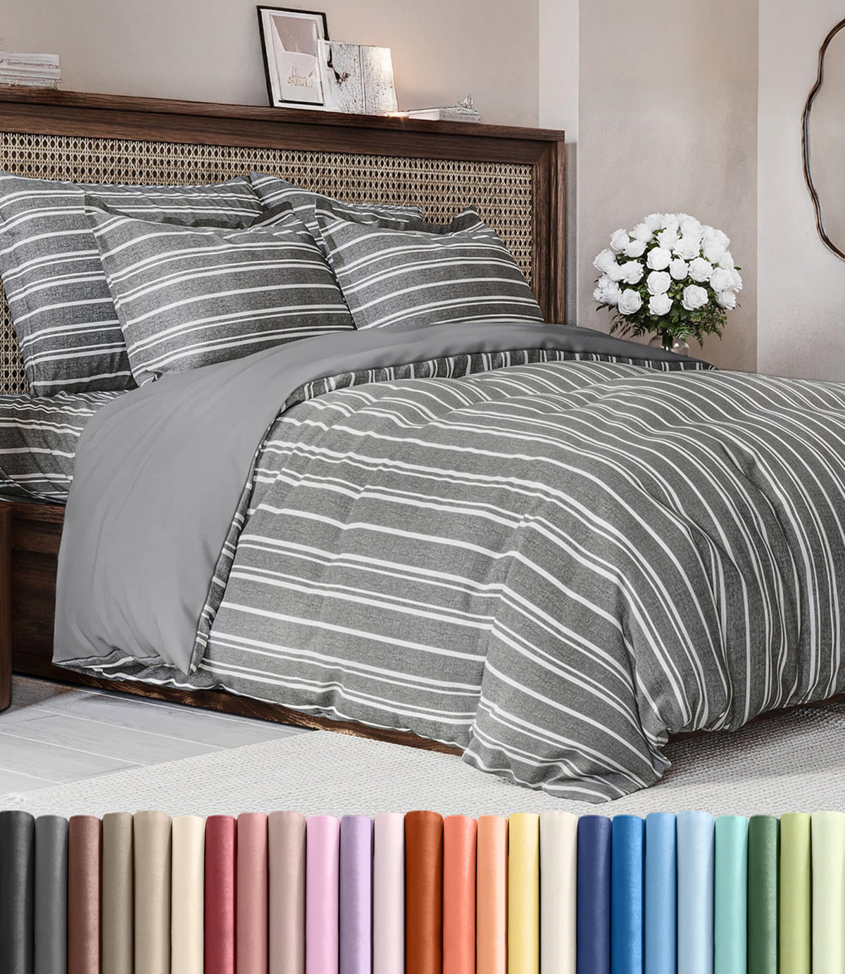 Duvet Cover Queen Size - Extra Soft 3 Piece with Zipper Closure - White