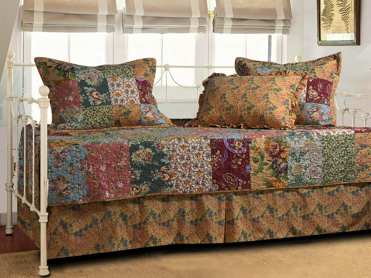 Greenland Home Fashions Antique Chic 5-Piece Daybed Quilt Set, Multicolor