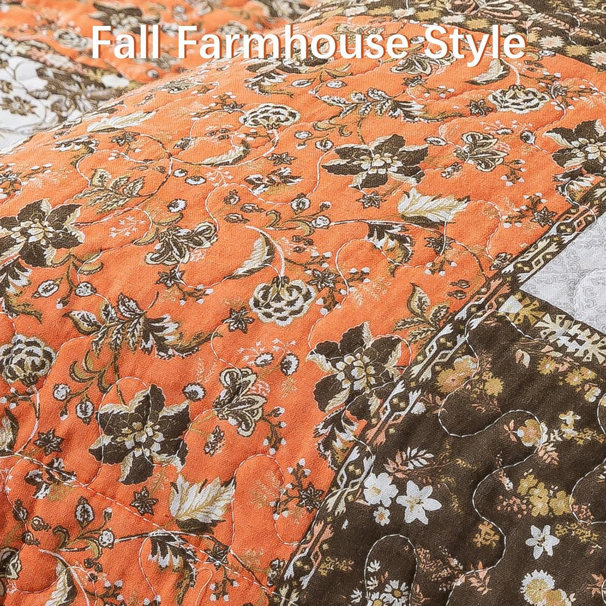 BEDIFANY 100% Cotton Cover Quilts King Size for Farmhouse- Fall Bedspread